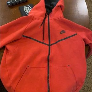 Nike red zip up sweater
